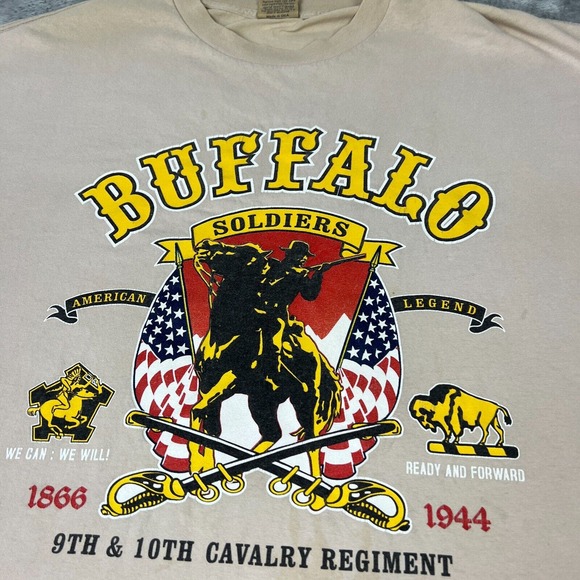 Buffalo Soldiers Shirt Mens 4XL Brown 1866 9th 10th 24th 25th Cavalry Flaw - Picture 3 of 10